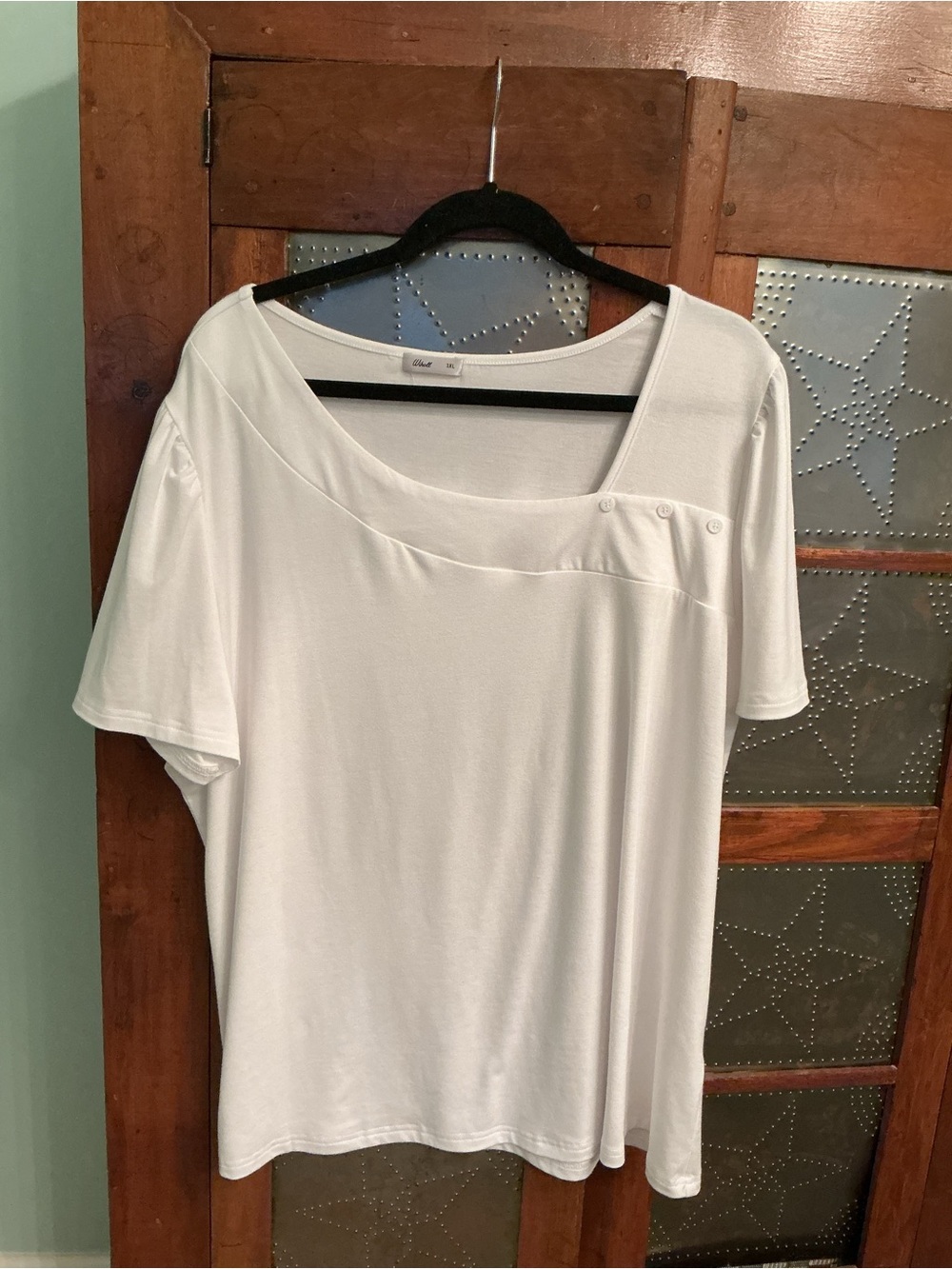 Wiholl White Short Sleeve asymmetrical top